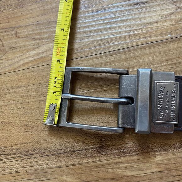 LEVI’S Signature Men’s 40 Reversible Casual Belt Black Dark Brown Bonded Leather - Picture 12 of 16